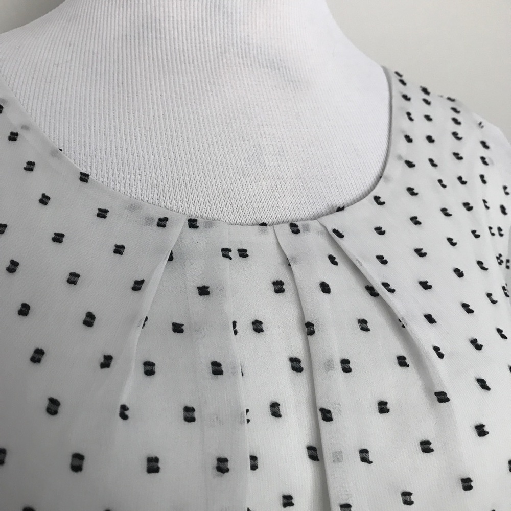 Elle sleeveless white black fuzzy dots dress 16 XL